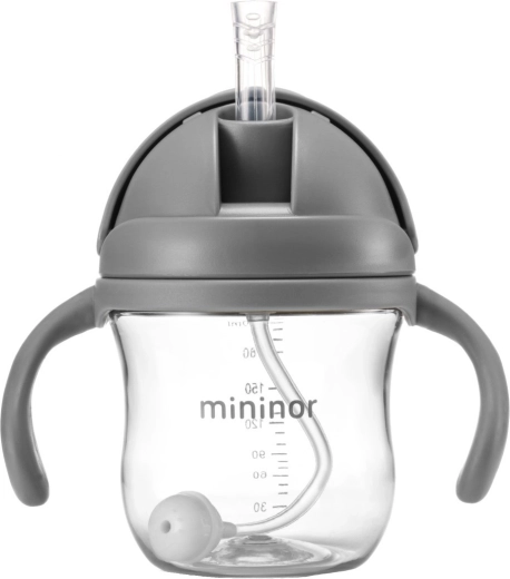 Mininor Tritan straw bottle Grey Seal 330 ml