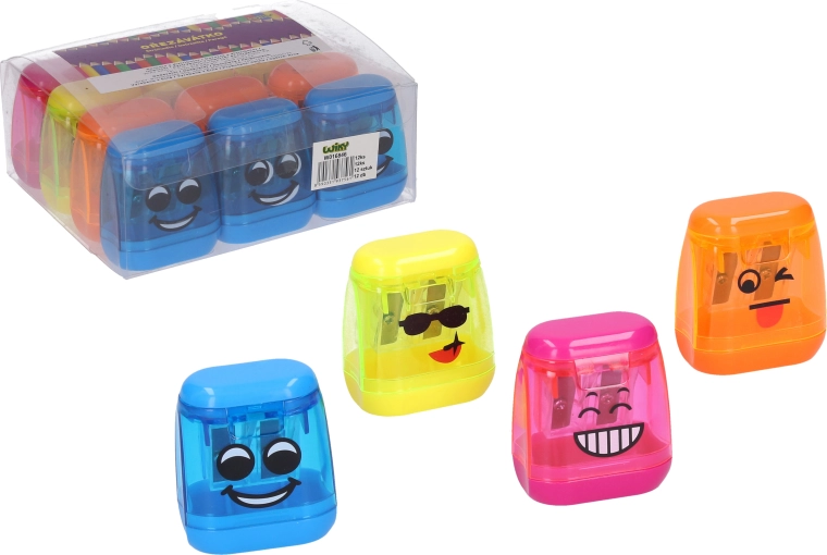 Прозрачна острилка със смайли за два молива - 1 брой
