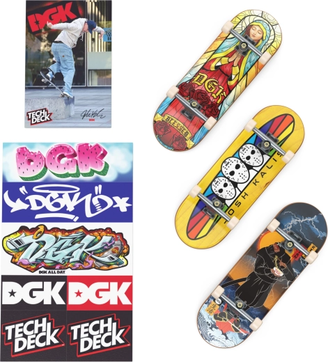 Three DGK fingerboards ready for tricks