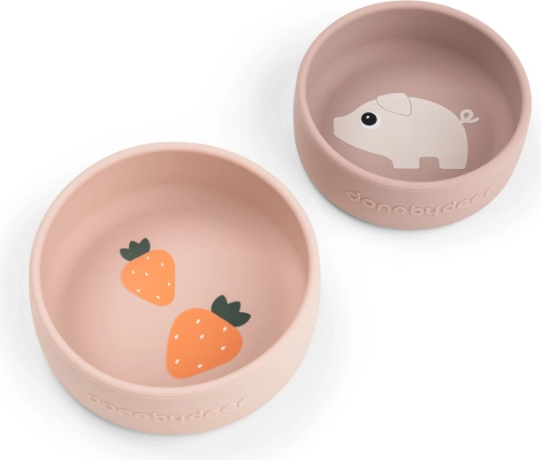 Done by Deer set of silicone bowls Pigee, pink, 2 pcs