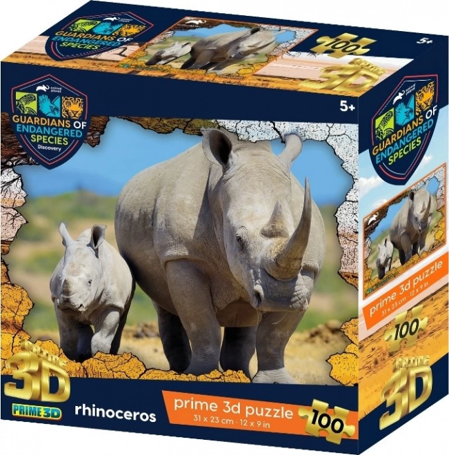 3D пъзел носорог 100 части