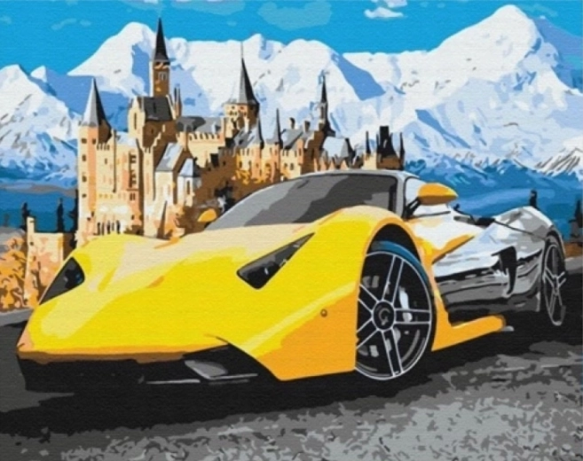 Диамантено рисуване – спортен автомобил 30 × 40 см