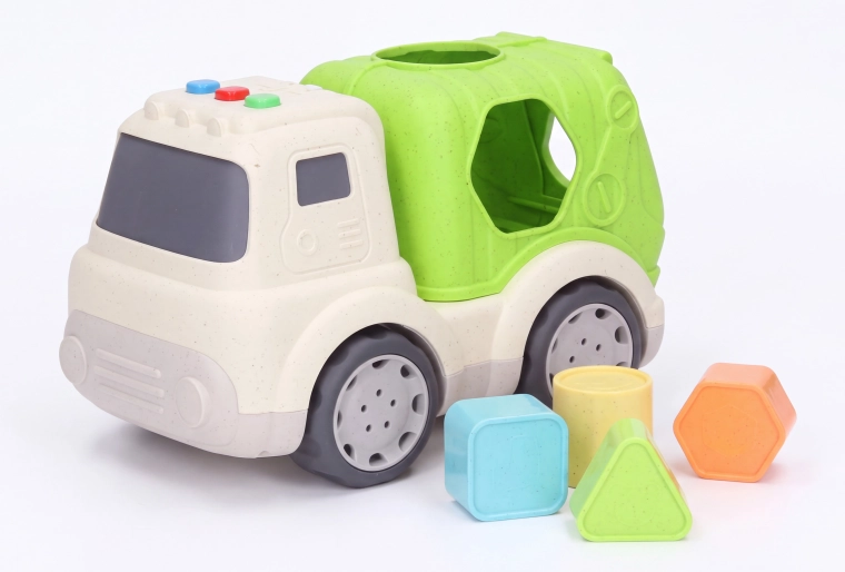 Shape sorter garbage truck with light and sound effects