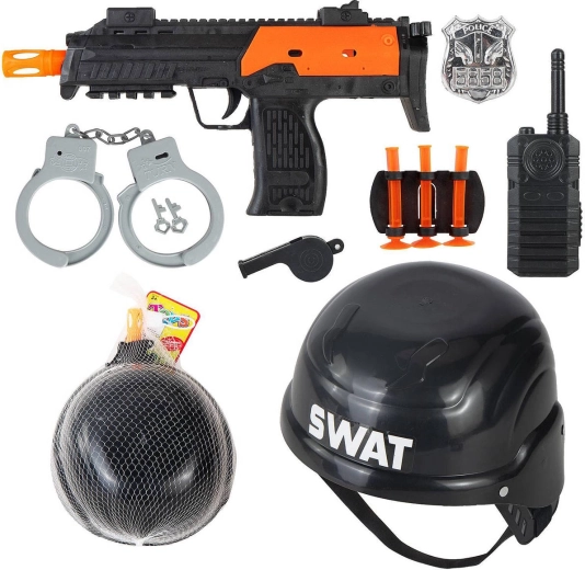 Детски полицейски комплект SWAT с автомат, каска и аксесоари
