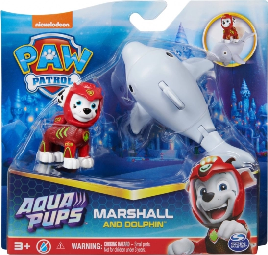 Пес Патрул Aqua Pups – фигурка Маршал и делфин с подвижна опашка