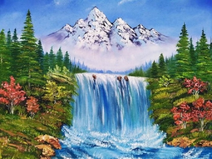 Norimpex диамантено рисуване Планина над водопада през есента 30 × 40 cm