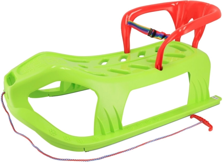 Baby Mix Snow Star plastic sled with backrest, green