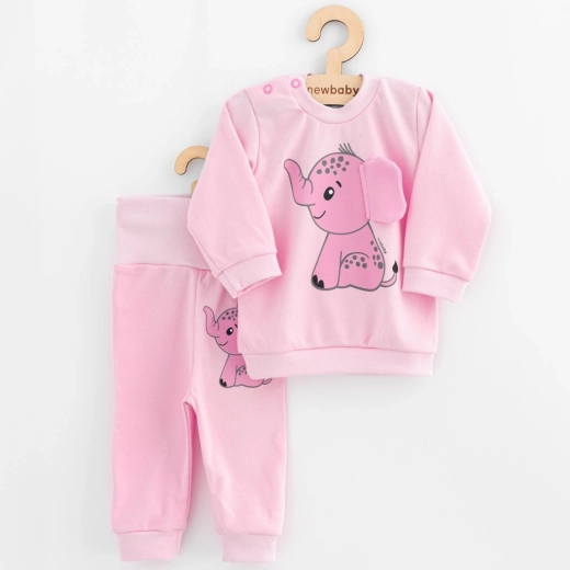 Infant set T-shirt and sweatpants New Baby Happy Elephant pink 56 (0–3 m)