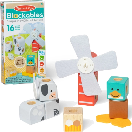 Wooden Magnetic Building Blocks Blockables Farm 16 pcs MELISSA & DOUG