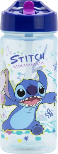 Plastic kids' water bottle STITCH 510 ml with straw