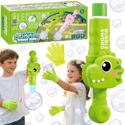Woopie dinosaur bubble gun with smoke bubbles, rechargeable