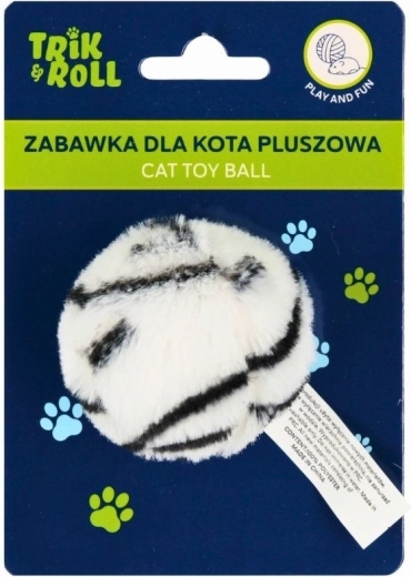 Плюшена играчка за котка черно-бяла
