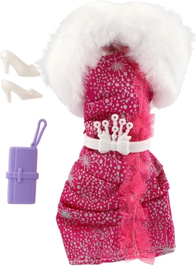 Elegant dress with a soft faux-fur collar