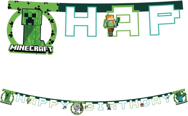 Procos висящ банер Minecraft Happy Birthday 2 м