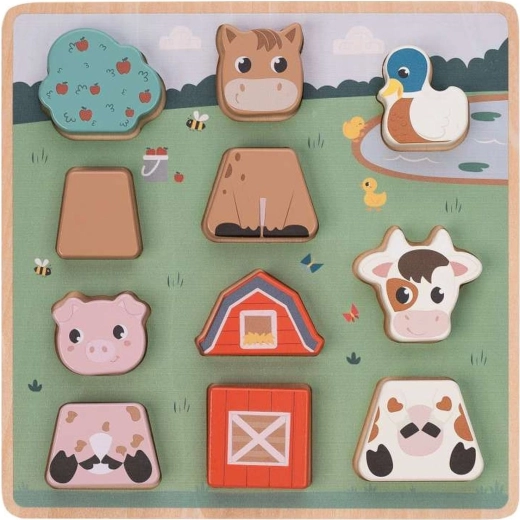 Free2PLAY Wooden Farm Animals Peg Puzzle, 11 Pieces