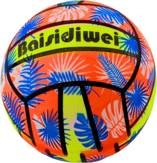 Rubber ball with leaf pattern, orange, 24 cm