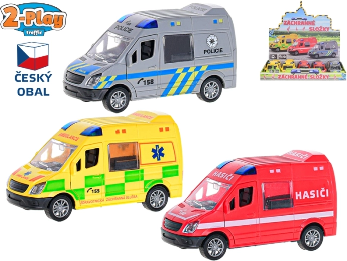 2-Play Traffic rescue vehicle 1:32 with flywheel, 12 cm