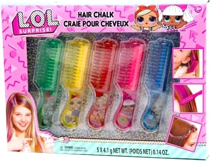 L.O.L. hair chalks for kids, set of 5 colors with combs