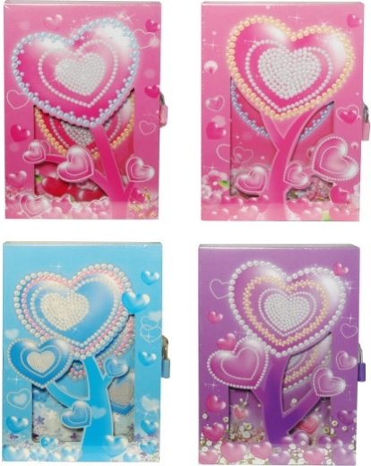 colorful hardcover diary with heart and lock