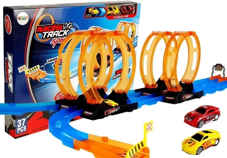 Racing track with 4 loops, 2 cars, length 181 cm