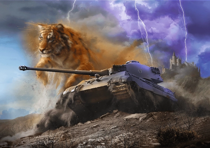 Пъзел TREFL Premium Plus World of Tanks: Tiger II 1000 части
