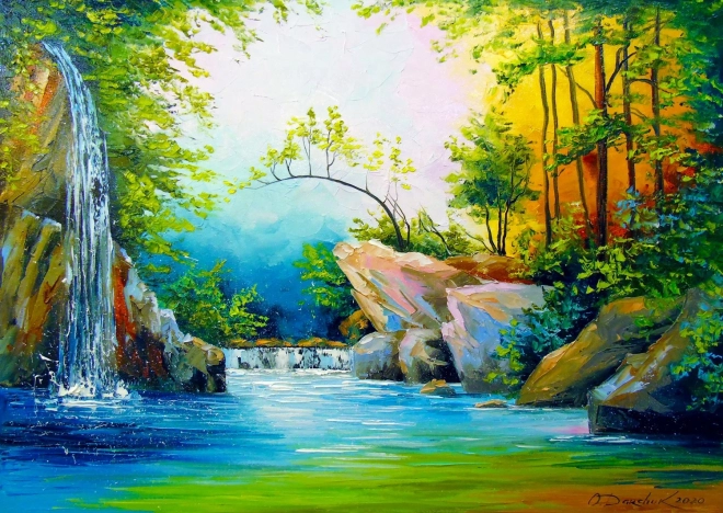 Puzzle ENJOY In the Forest by the Waterfall 1000 Pieces