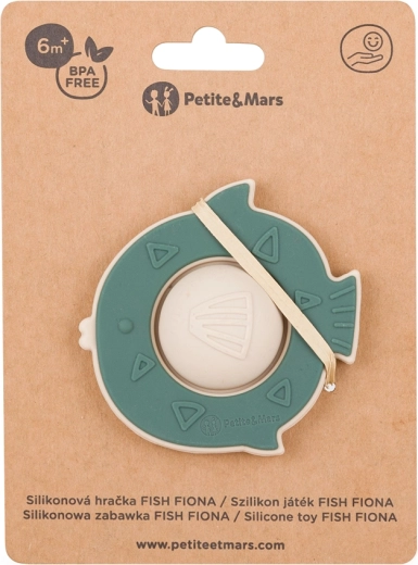 Petite&Mars силиконова играчка Fish Fiona – misty green