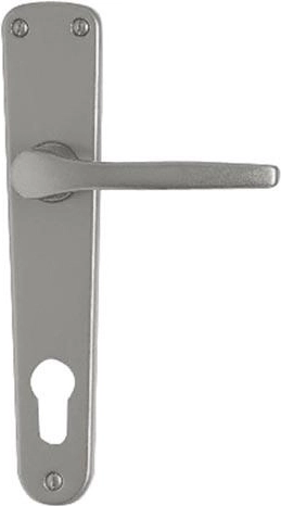 MONET handle with backplate for euro cylinder 90 mm, aluminum, silver