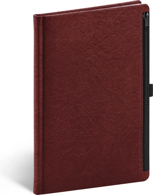 Lined notebook with zip pocket red 13 × 21 cm