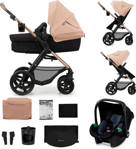KINDERKRAFT Moov 2 3-in-1 pram stroller with foam wheels – Sand Beige