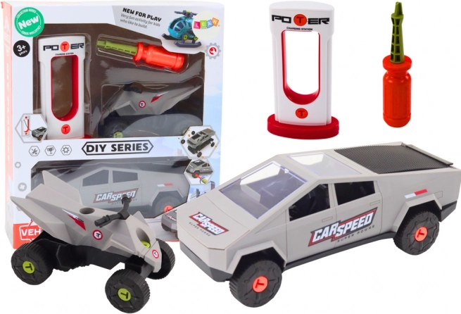 Modern Car and Quad DIY Assembly Set – Grey