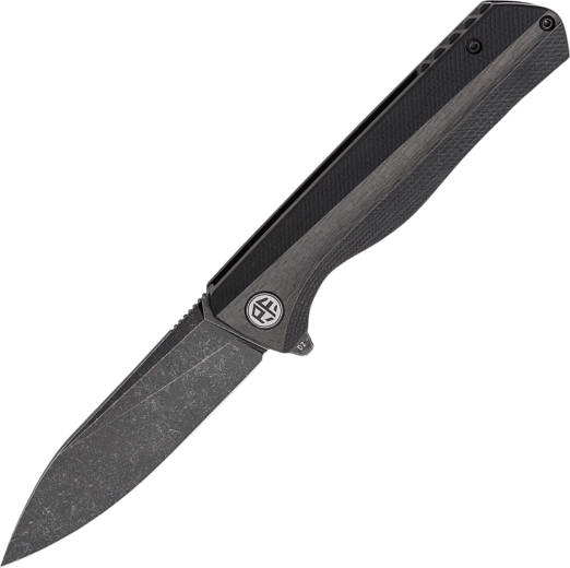 Petrified Fish Forward pocket knife 9 cm, Black Stonewash, G10 and carbon fiber