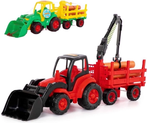 Tractor with Front Loader and Forestry Trailer