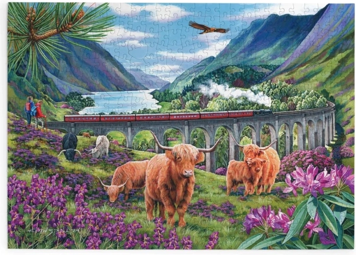 Puzzle Scottish Cows by the Viaduct, 500 Large Pieces
