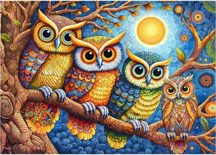 Cherry Pazzi Owls by Moonlight Puzzle 500 Pieces