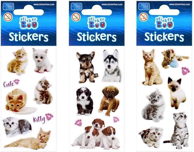 StickerBoo стикери с кученца и котенца (3 варианта) - 1 брой