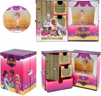Folding jewelry box with princesses and wind-up melody