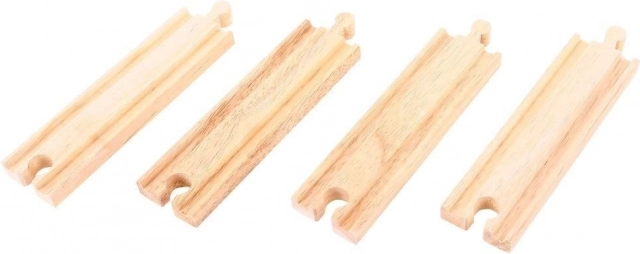 Средни дървени прави релси Bigjigs Rail 16 см