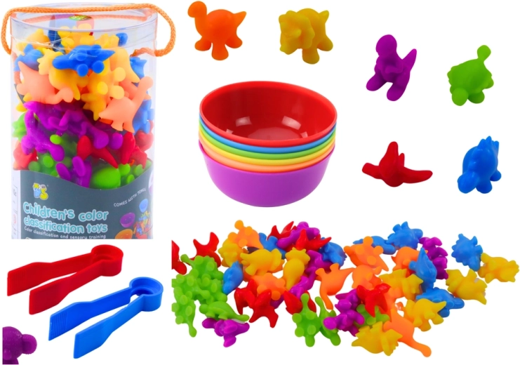 Educational Sorting Set for Learning Colors and Counting Dinosaurs 48 pcs