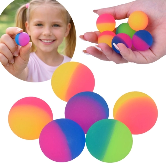 Set of 5 Bouncy Rubber Balls – Rainbow Colors