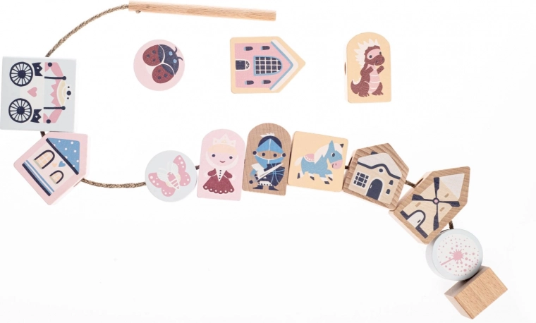 Cubika Pastel нанизваща приказка – дървен комплект за нанизване