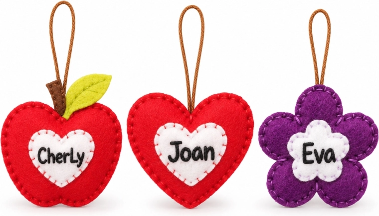 Hanging decorations with space for lettering