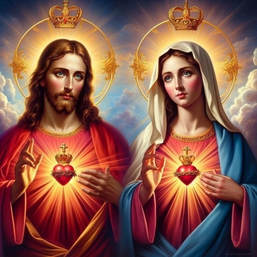 Norimpex Paint by Numbers Jesus and Mary – Heart in a Crown 40 × 50 cm