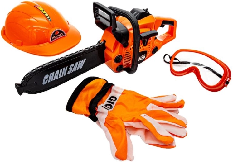 Children's motor chainsaw with helmet, goggles and gloves - 1 piece