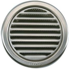 Ventilation grille with mesh, stainless steel, diameter 100 mm