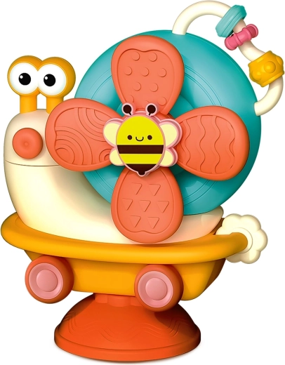 Sensory spinner with suction cup in the shape of a snail