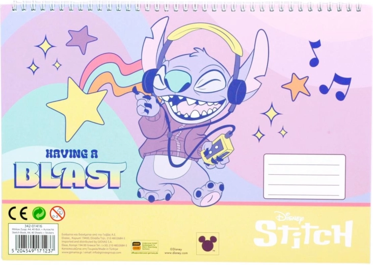 Spiral notebook with stickers Lilo and Stitch A4