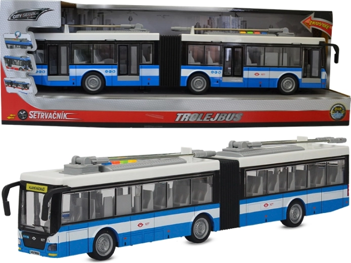 Съчленен тролейбус 1:16 синьо-бял