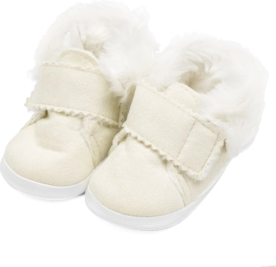 Детски зимни велурени пантофки NEW BABY, бежови, 0–3 месеца
