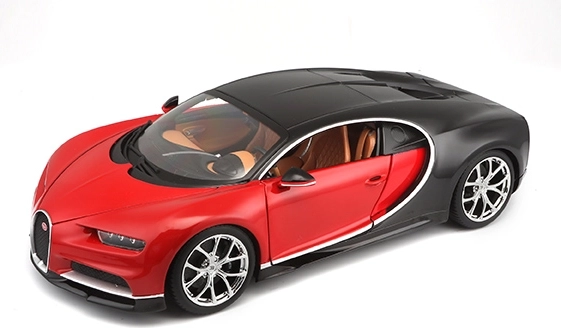 Bburago Bugatti Chiron червено‑черен 1:18 – метален модел автомобил